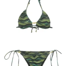 Wave print bikini set