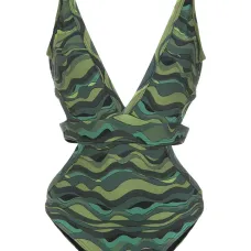 Wave print swimsuit