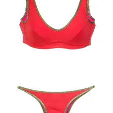 Gold-tone trimming bikini set