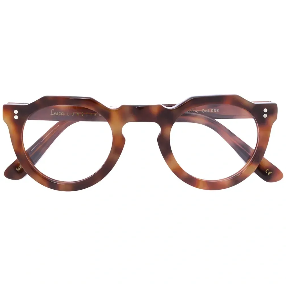 Очки в круглой оправе с эффектом черепашьего панциря