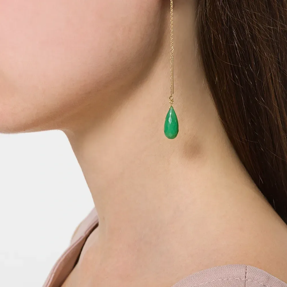 Серьга с хризопразом