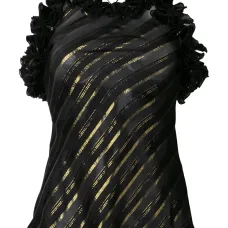 Блузка в полоску с оборкой