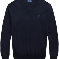 Джемпер с вышитым логотипом и V-образным вырезом