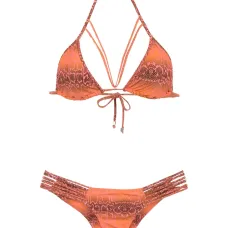 Printed triangle top bikini set