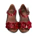 Сандалии с прорезями и цветочной аппликацией