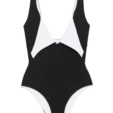 Слитный купальник с бантом на груди