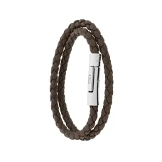 Браслет из плетеных ремешков в два оборота