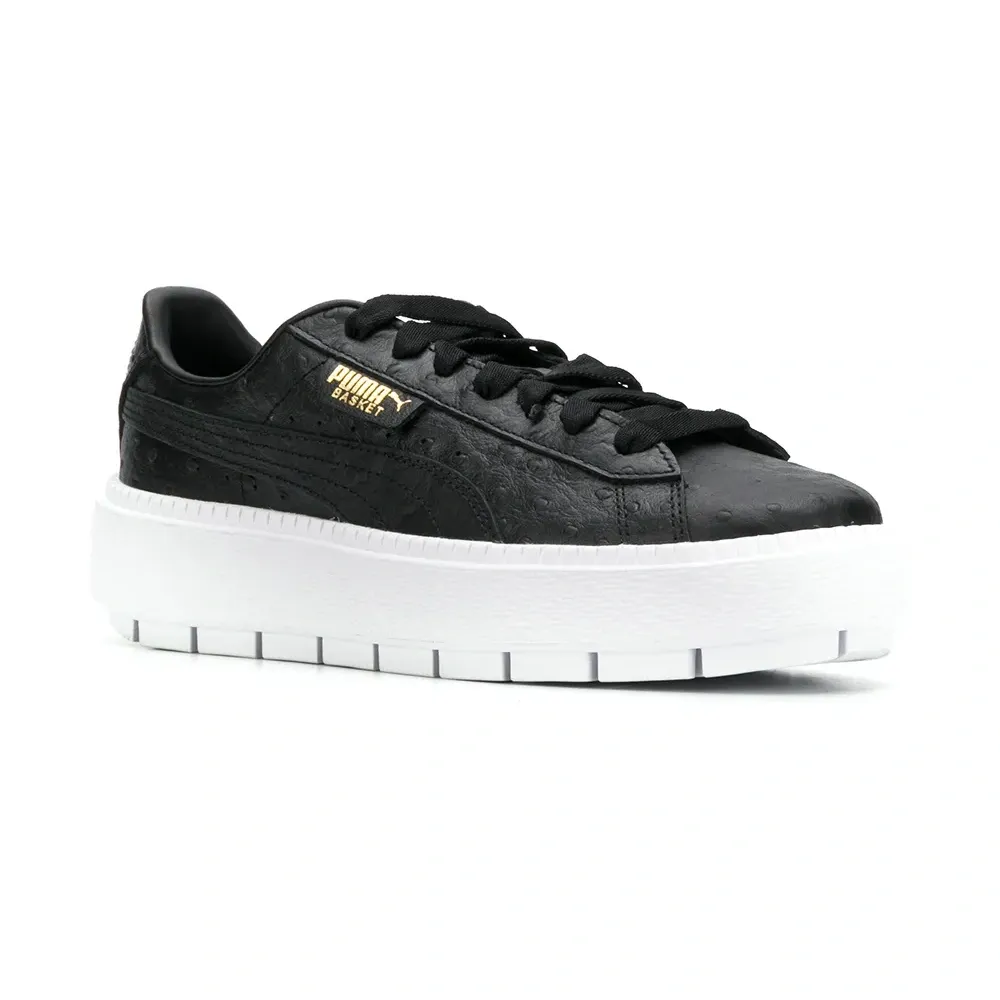 Кеды с выделкой под страуса на платформе