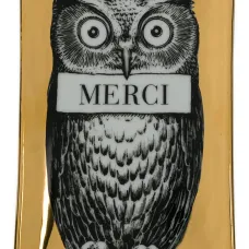 Пепельница с принтом совы и надписью 'Merci'