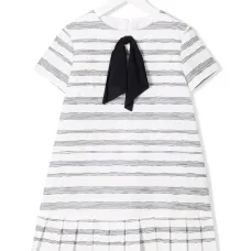 Платье в полоску с бантом