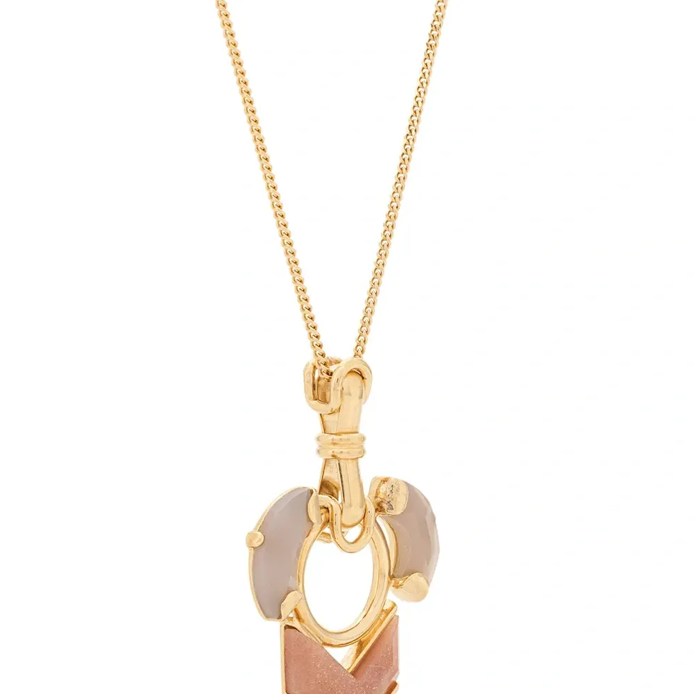 Ожерелье из солнечного камня и серого агата