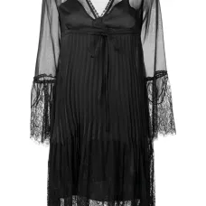 Плиссированное кружевное платье с вышивкой