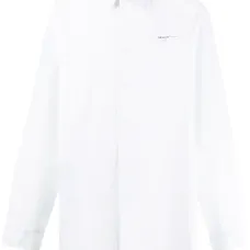 Полосатая рубашка оверсайз с вышивкой