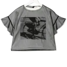 топ из тюля с графичным принтом