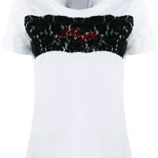Кружевная футболка с вышитым логотипом