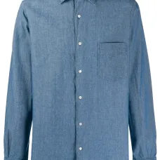 Однотонная рубашка с длинными рукавами