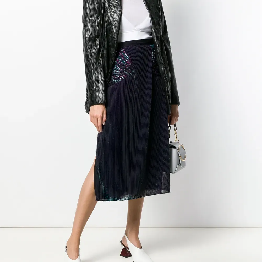 Плиссированная юбка с эффектом металлик