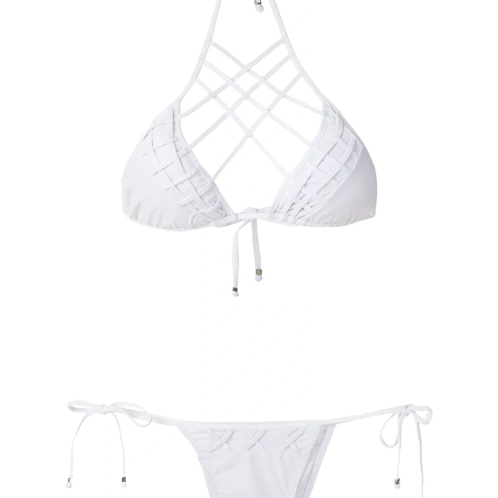 Бикини с плетеной вставкой