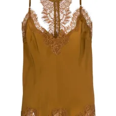 Топ на бретелях с кружевной вставкой