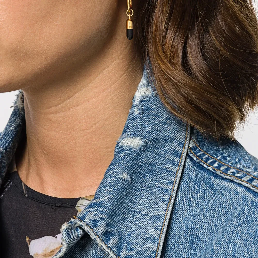 Серьги-кольца с подвеской в форме пилюли