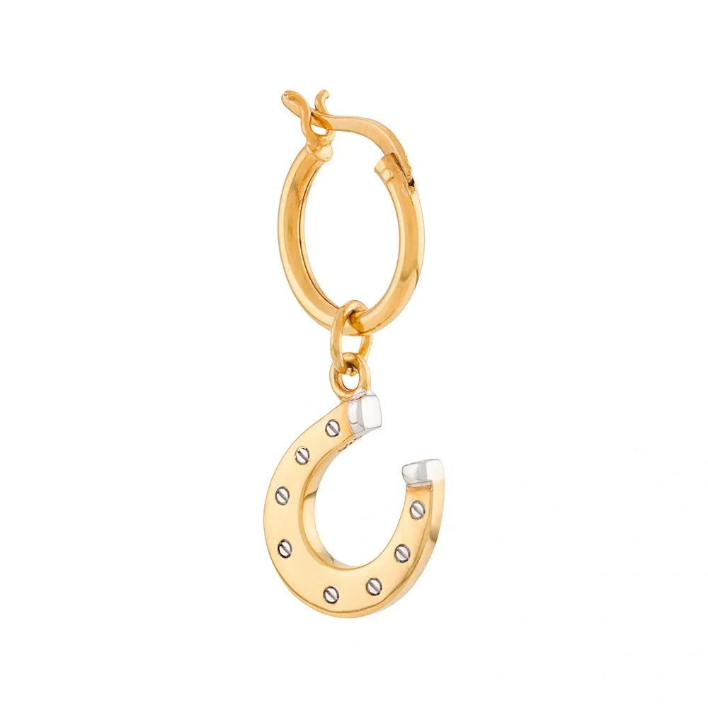 Единичная серьга с подвеской в форме подковы