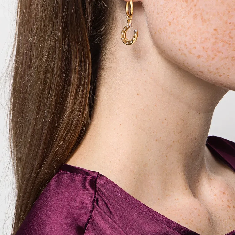 Единичная серьга с подвеской в форме подковы