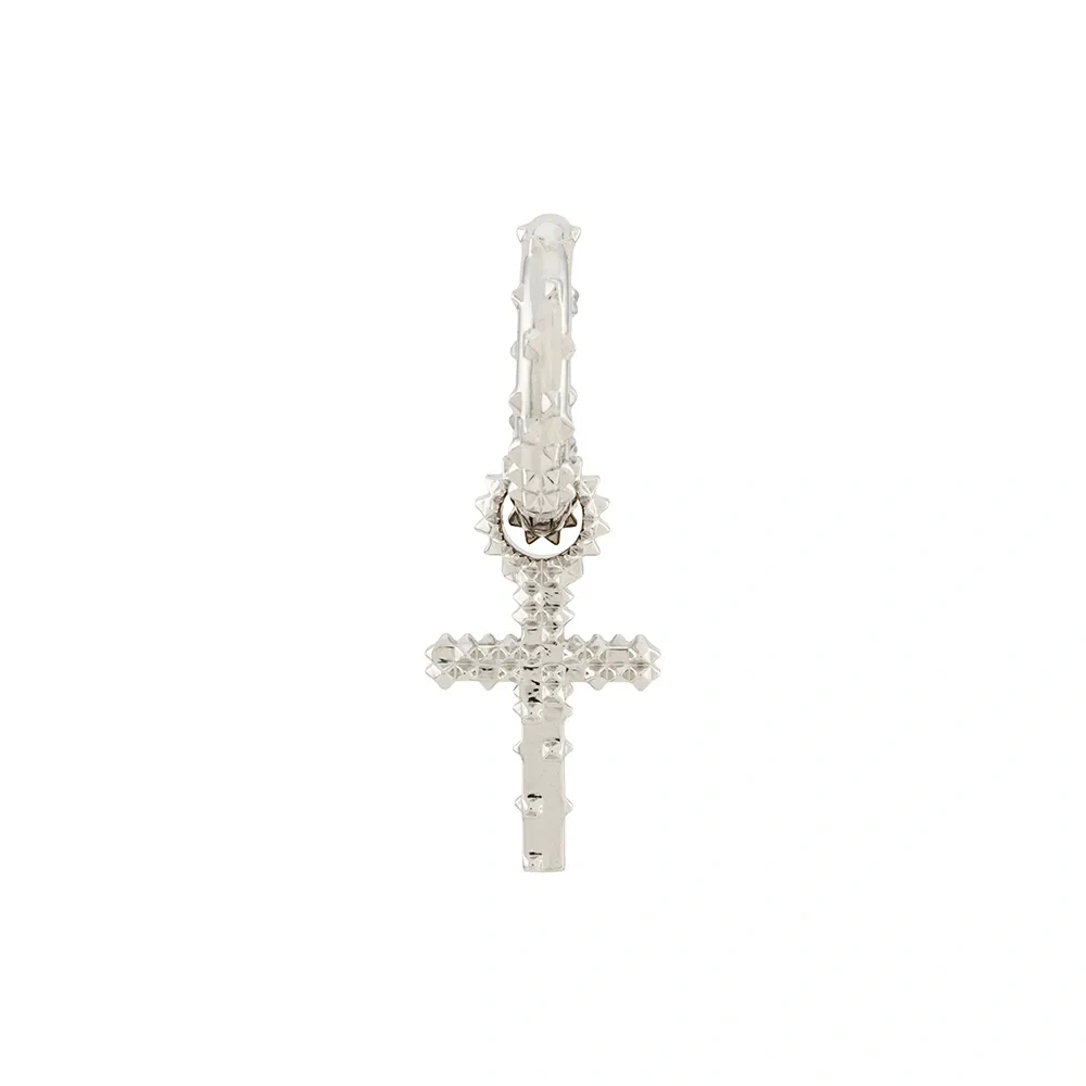 Серебряные серьги-кольца с подвесками в форме крестов