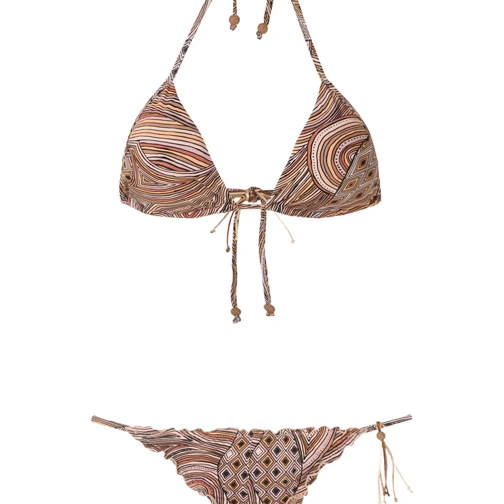 Бикини с принтом и треугольными чашками
