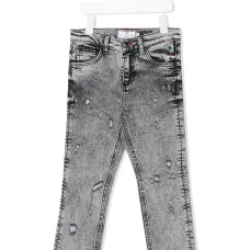 Прямые джинсы с эффектом потертости