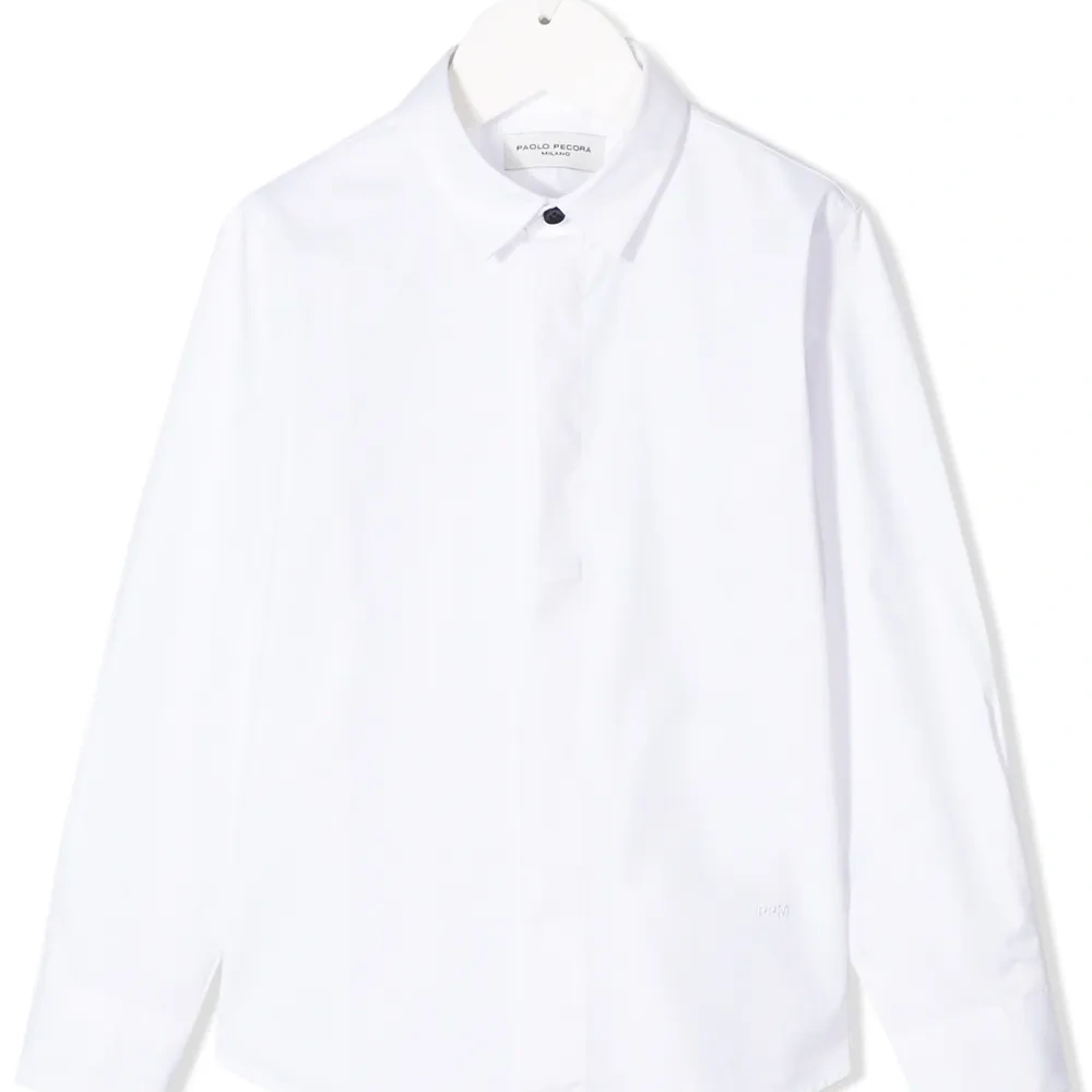 Однотонная рубашка с длинными рукавами