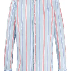 Полосатая рубашка с косым воротником