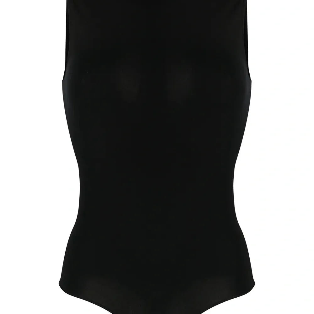 Боди без рукавов с высоким воротником