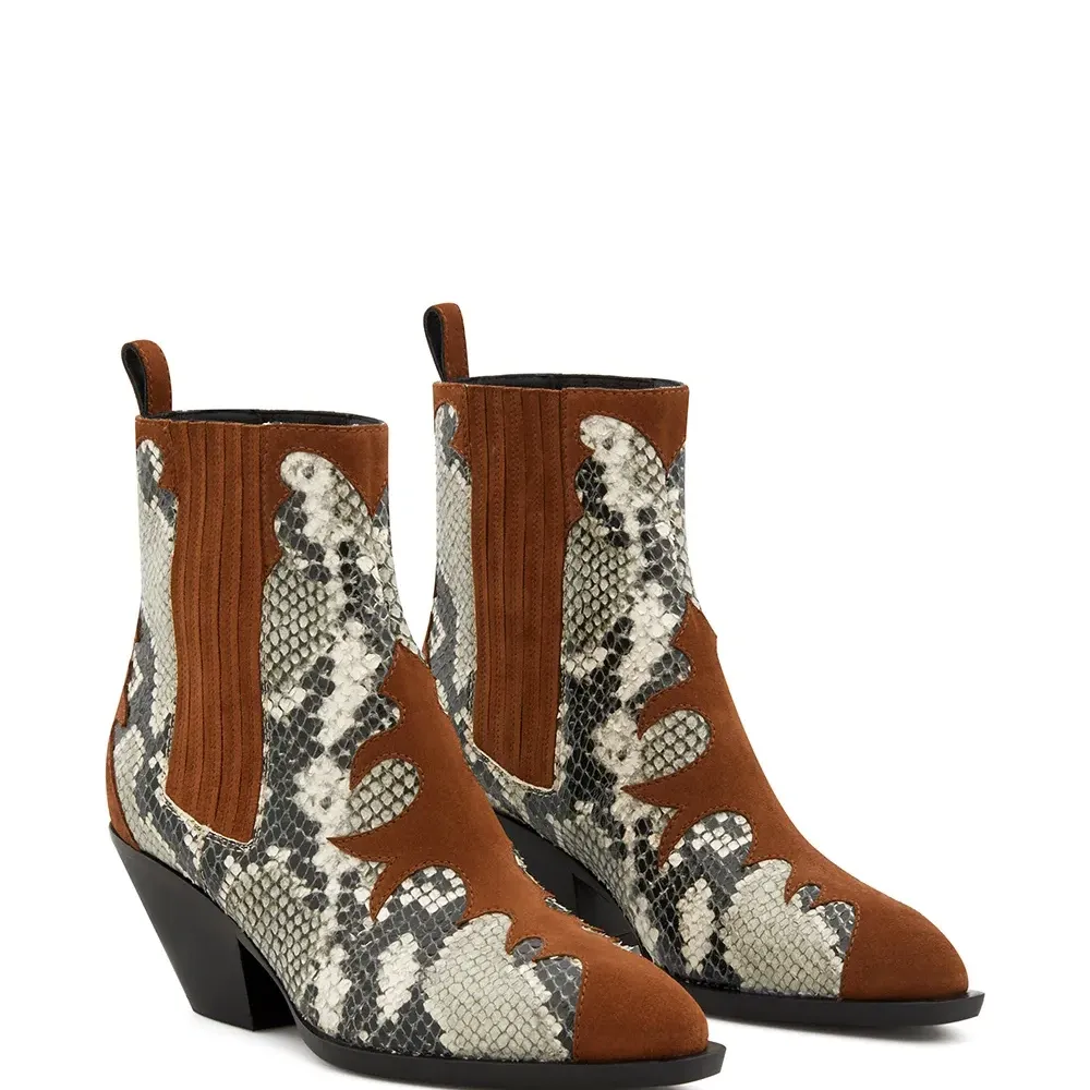 Ботильоны с тиснением под кожу змеи