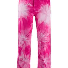 укороченные джинсы с принтом тай-дай