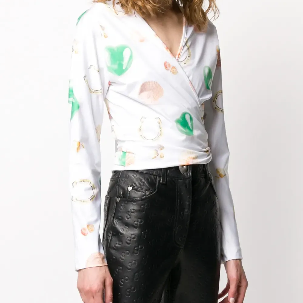 топ с запахом и принтом топ с запахом и принтом