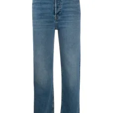 Укороченные джинсы с эффектом потертости