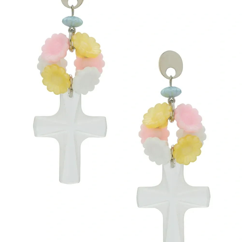 Серьги в форме прозрачных крестов