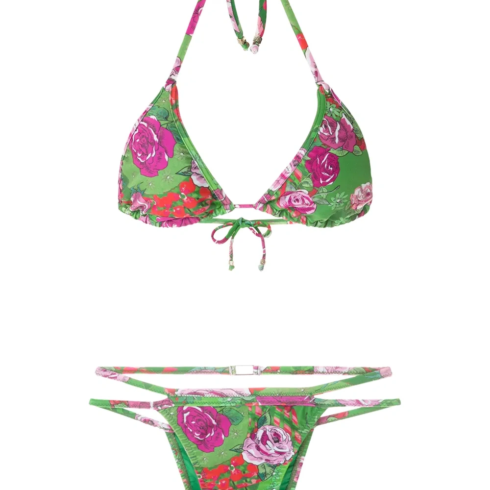 бикини с принтом и треугольными чашками бикини с принтом и треугольными чашками