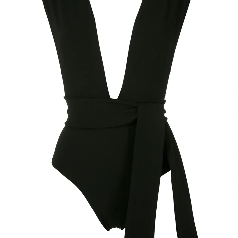 Купальник с глубоким вырезом и завязками