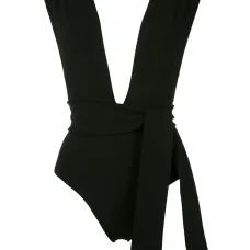 Купальник с глубоким вырезом и завязками