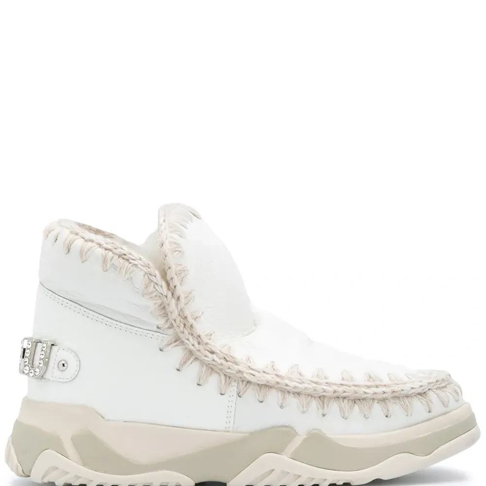Высокие угги-кроссовки с декоративной строчкой