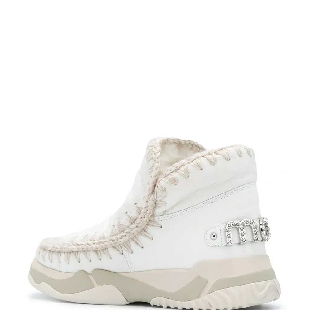 Высокие угги-кроссовки с декоративной строчкой