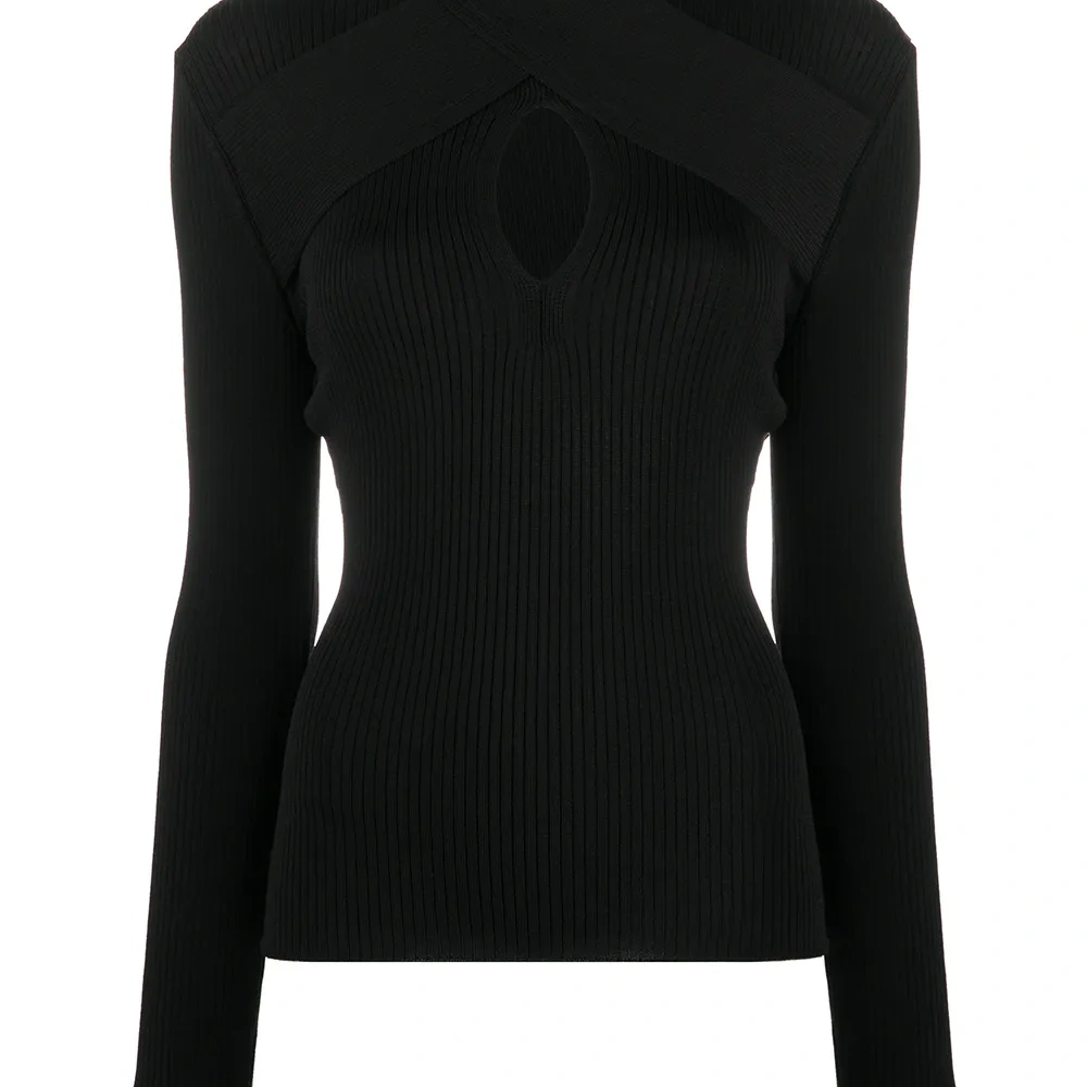 трикотажный топ с высоким воротником