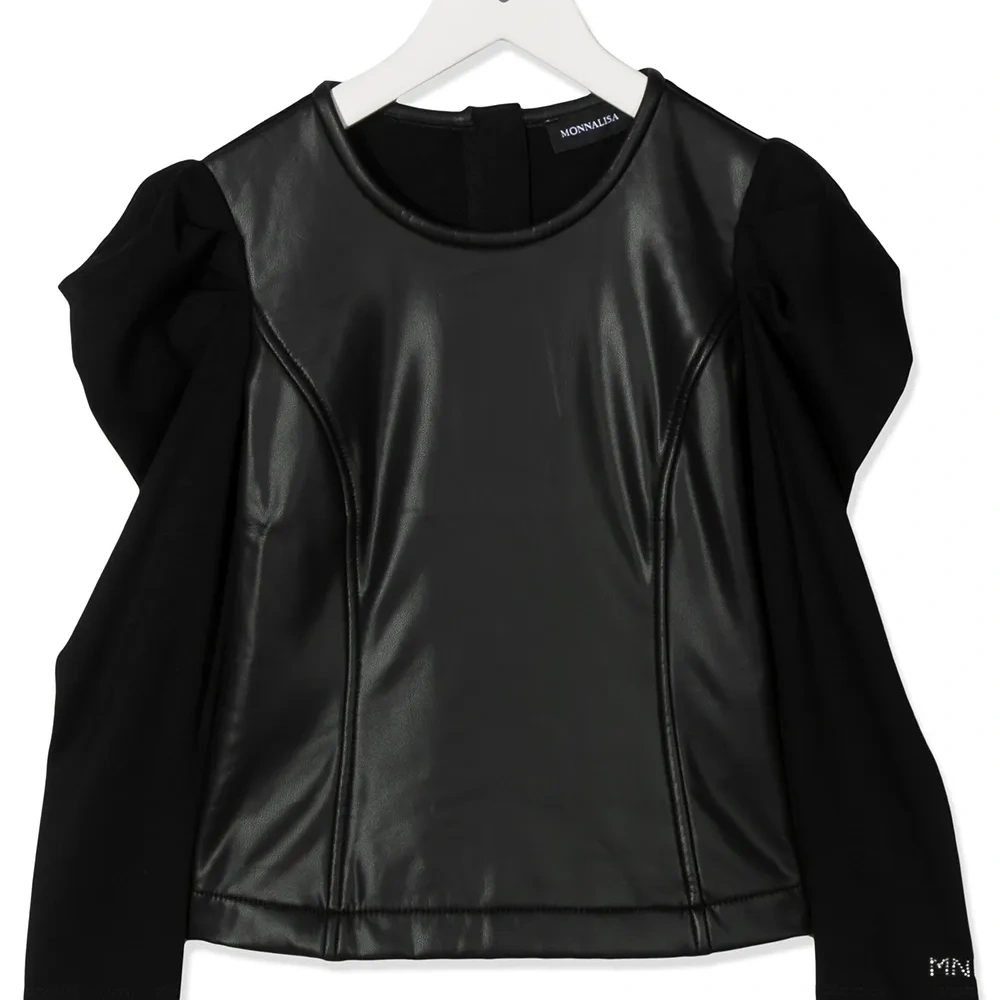 топ со вставкой из искусственной кожи