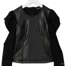 топ со вставкой из искусственной кожи