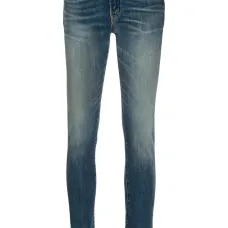 Джинсы скинни средней посадки с эффектом потертости