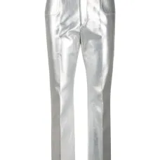 Брюки прямого кроя с эффектом металлик