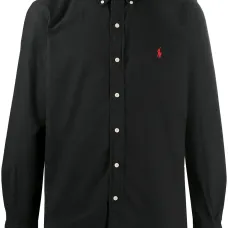 Однотонная рубашка с длинными рукавами