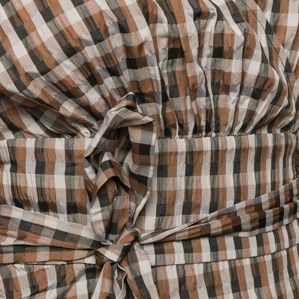 Блузка в клетку гингем с запахом