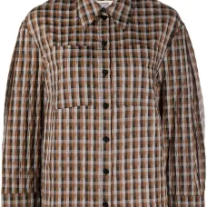 Рубашка в клетку гингем с пышными рукавами